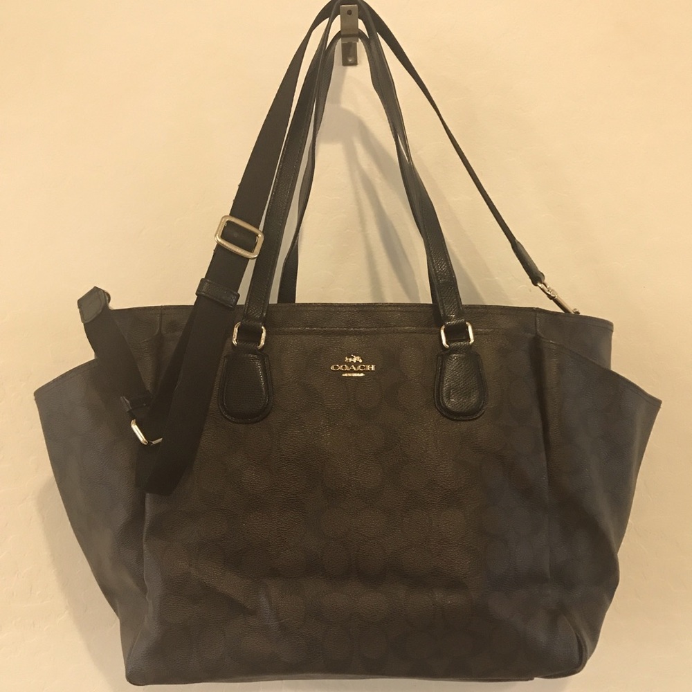 Coach signature Brown leather diaper bag crossbody